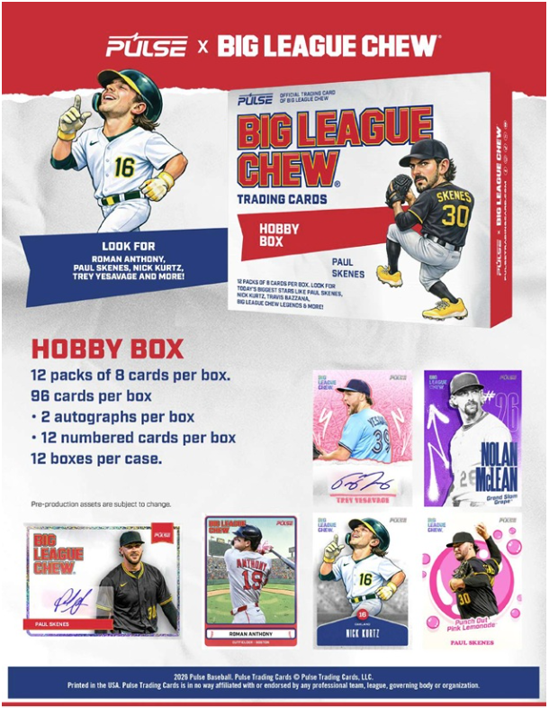 2026 Pulse Big League Chew MLB Baseball Hobby Box PRE ORDER