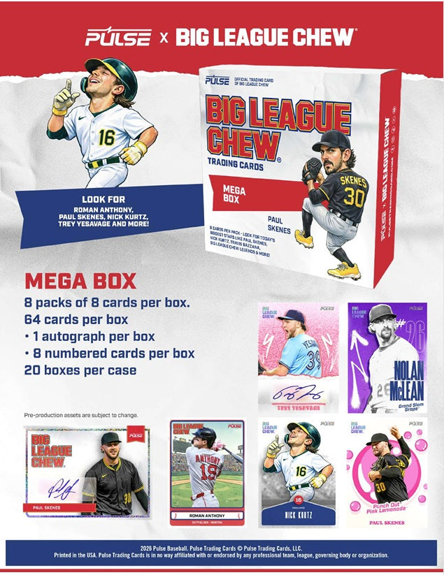 2026 Pulse Big League Chew MLB Baseball Mega Box PRE ORDER