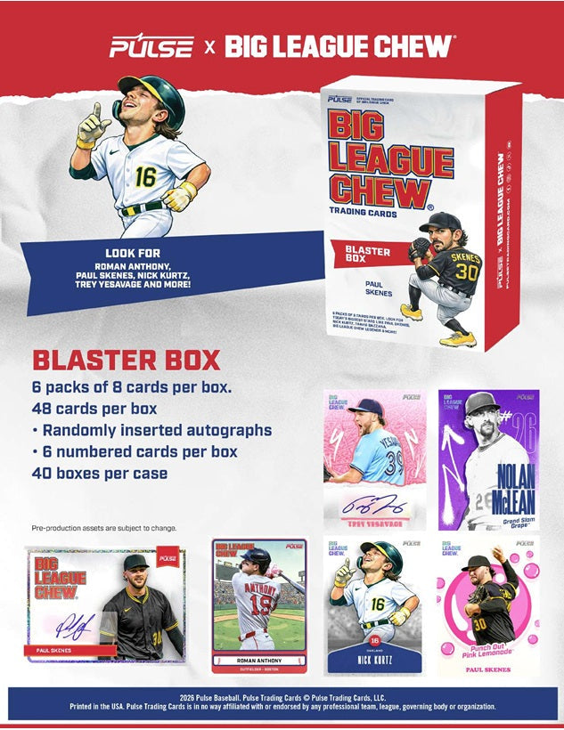 2026 Pulse Big League Chew MLB Baseball Blaster Box PRE ORDER